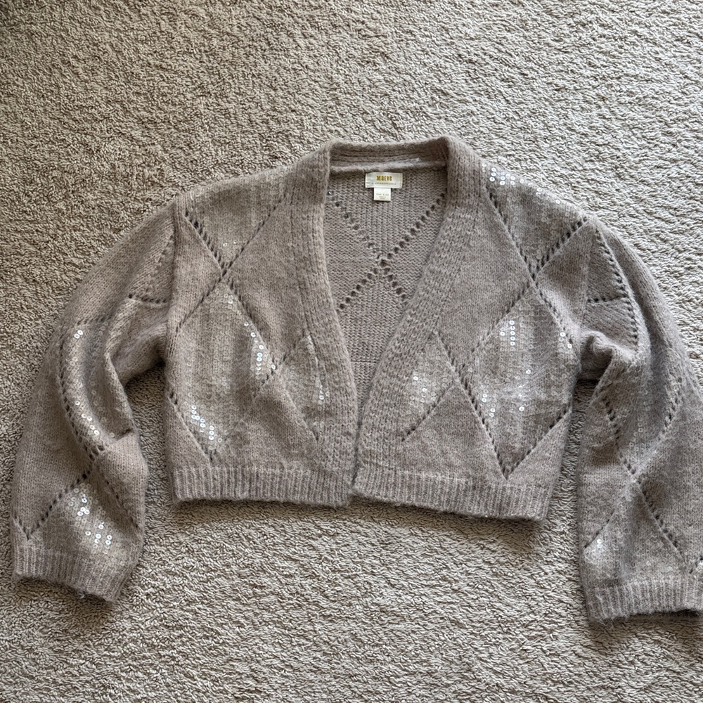 Taupe Knit Women's Sequins Sweater